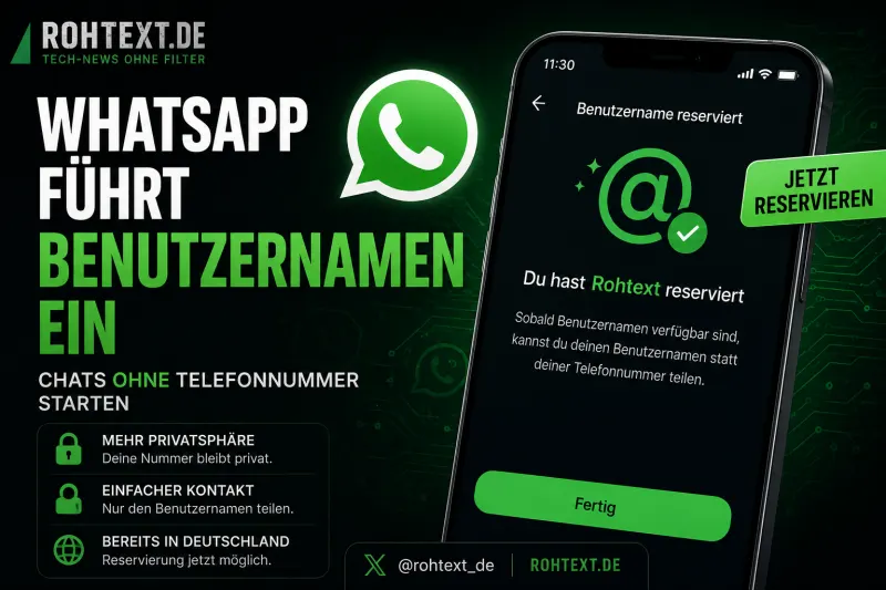 WhatsApp führt Benutzernamen ein: Telefonnummer muss künftig nicht mehr geteilt werden
