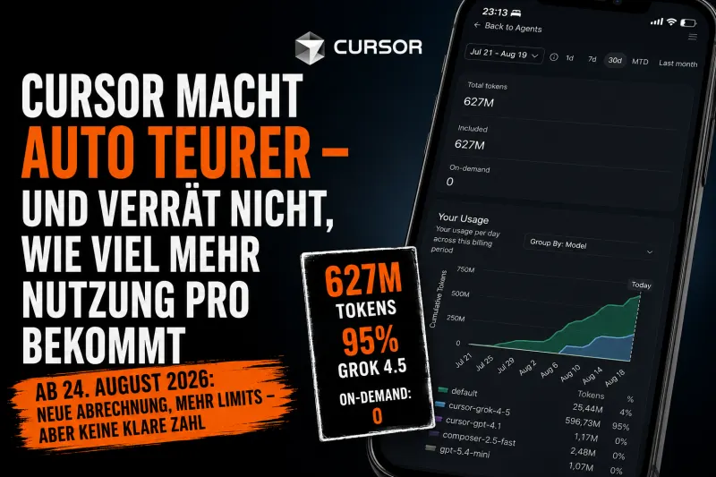 Cursor macht Auto teurer – und verrät nicht, wie viel mehr Nutzung Pro bekommt