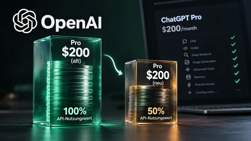 OpenAI halbiert den Gegenwert des $200-Pro-Abos – und verkauft es als Fortschritt